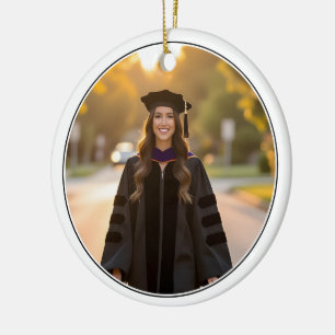 Custom Photo PhD Doctoral Degree Graduation Ceramic Ornament