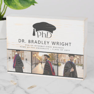 Custom Photo PhD Doctoral Degree Graduation Wooden Box Sign