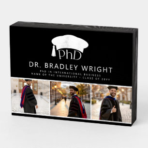 Custom Photo PhD Doctoral Degree Graduation Wooden Box Sign