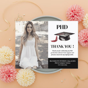 Custom Photo PHD Graduation Party Thank You Postcard