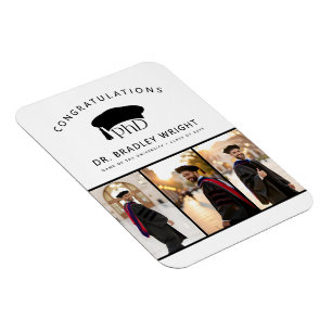 Custom Photo PhD Hat Doctoral Degree Graduation Magnet