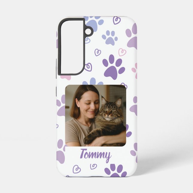 Custom Photo Phone Case with Paw Prints (Back)
