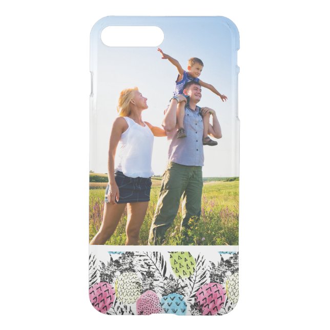 Custom Photo Pineapple Grunge Palms Uncommon iPhone Case (Back)