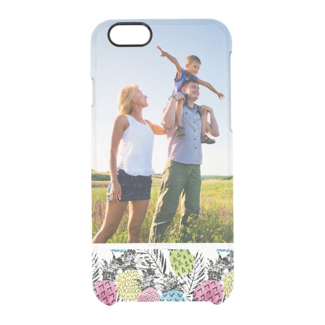 Custom Photo Pineapple Grunge Palms Uncommon iPhone Case (Back)