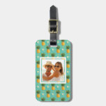 Custom Photo Pineapples On Geometric Pattern Luggage Tag