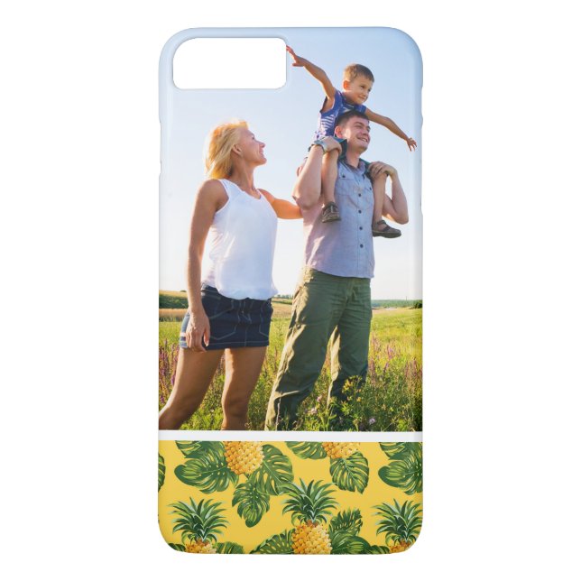 Custom Photo Pineapples & Tropical Leaves On Gold Case-Mate iPhone Case (Back)