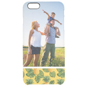 Custom Photo Pineapples & Tropical Leaves On Gold Clear iPhone 6 Plus Case