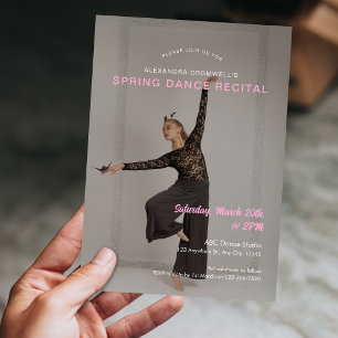 Custom Photo Pink Minimalist Dance Recital Invitation