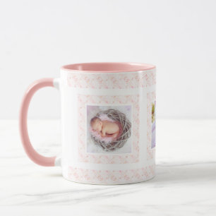 Custom Photo Pink Pattern Happy Birthday Mom Mug