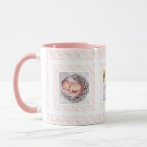 Custom Photo Pink Pattern Mothers Day Mom Mommy Mug