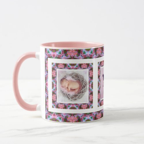 Custom Photo Pink Pattern Mothers Day Mom Mommy Mug