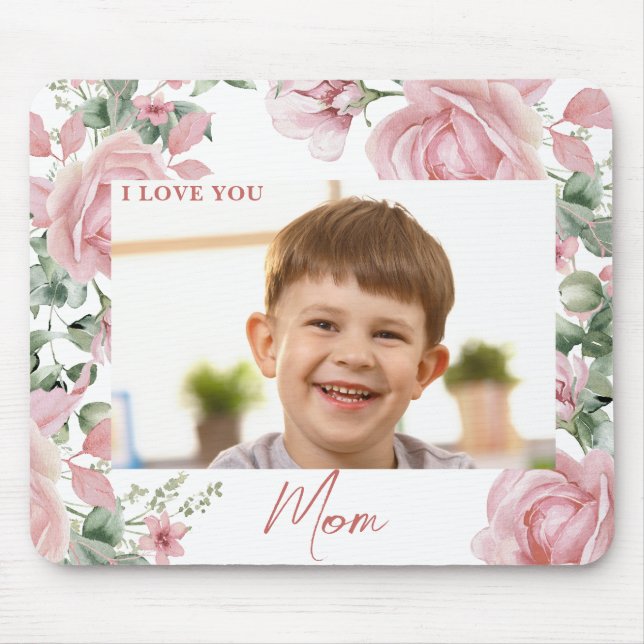 Custom Photo Pink Rose  Mouse Pad (Front)