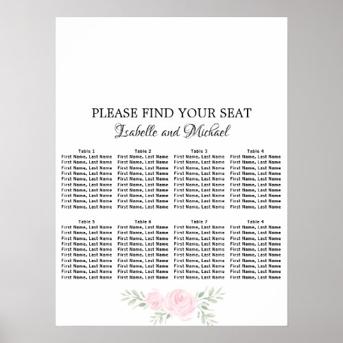 Custom Photo Pink Rose Template for 8_Tables Poster