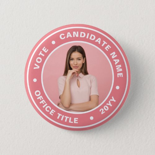 Custom Photo Pink Vote Campaign Button