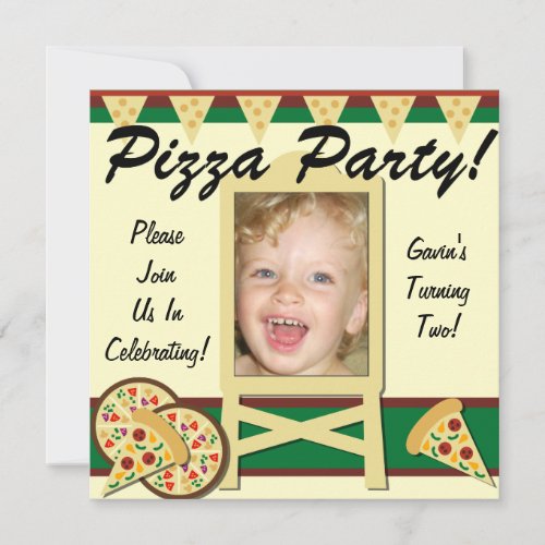 Custom Photo Pizza Party Invitations