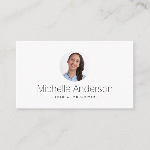 Custom photo plain white modern minimal business card