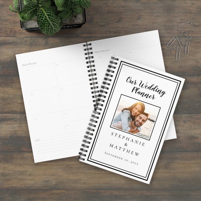 Custom Photo Planner Simple Black & White Wedding (Custom Photo Black & White  Wedding Planner)