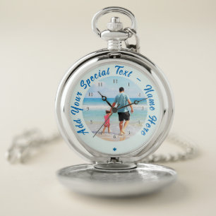 Custom Photo Pocket Watch and Your Photos and Text