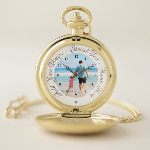 Custom Photo Pocket Watch Your Photos and Text
