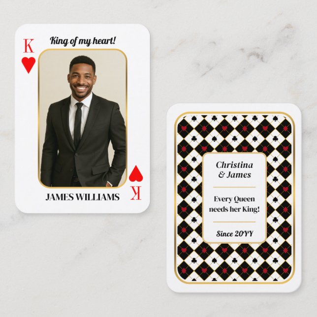 Custom Photo Poker Card, King of My Heart Gift Calling Card (Front/Back)