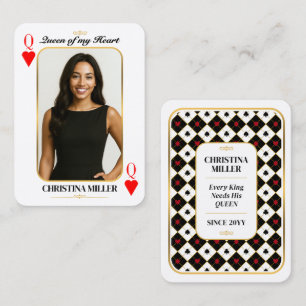 Custom Photo Poker Card, Queen of My Heart Gift Calling Card