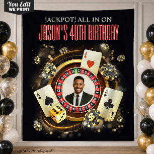 Custom Photo Poker Casino Decor, Casino Birthday Tapestry