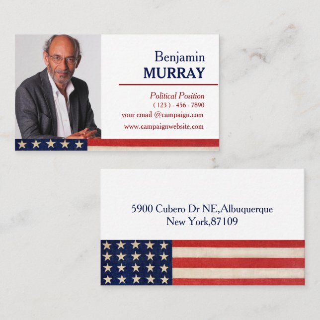 Custom Photo Political Campaign Business Card (Front/Back)