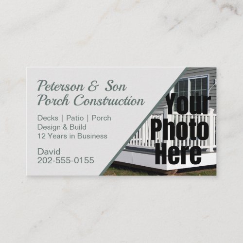 Custom Photo Porch Patio Deck Construction Business Card