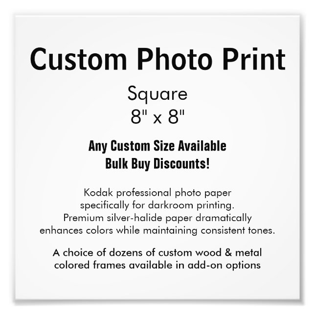 Custom Photo Print - Square 8" x 8" (Front)