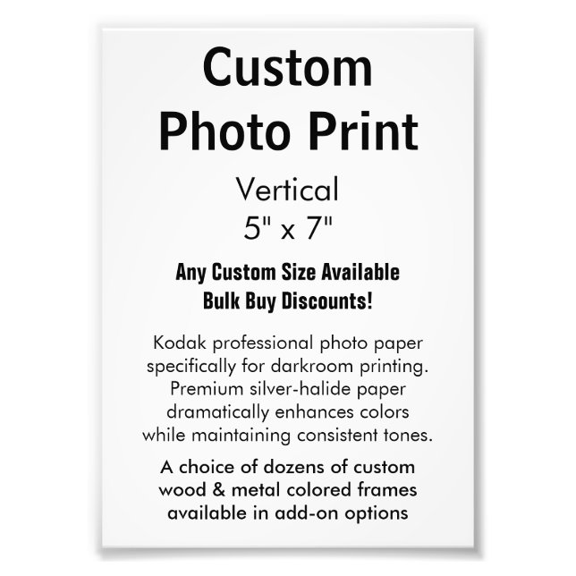 Custom Photo Print - Vertical 5" x 7" (Front)