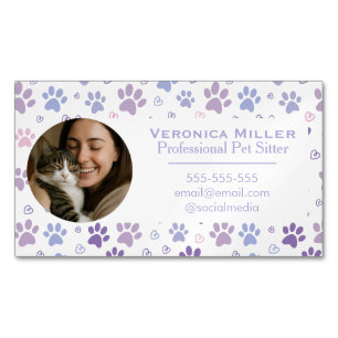 Custom Photo Professional Pet Sitter Business Card Magnet