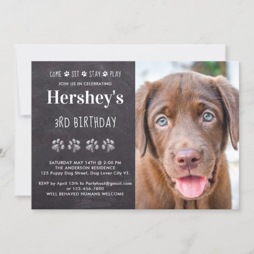 Custom Photo Puppy Dog Birthday Party  Invitation