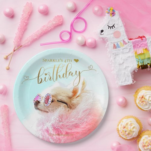 Custom Photo Puppy Dog Birthday Party Paper Plates