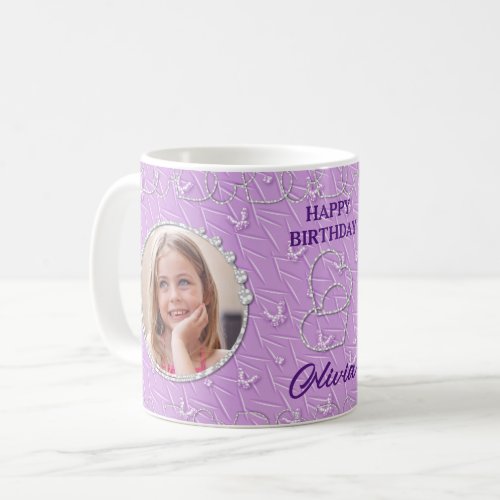 Custom Photo Purple Background Coffee Mug
