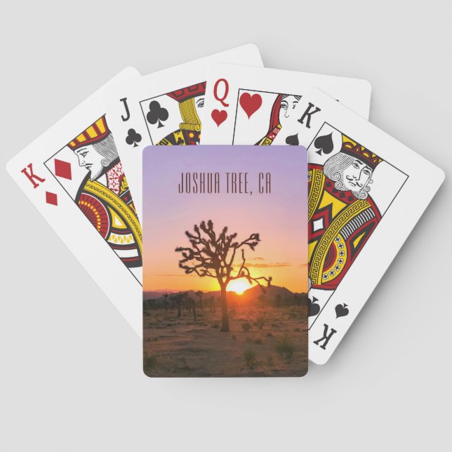 Custom Photo Purple Orange Joshua Tree Sunset Poker Cards (Back)