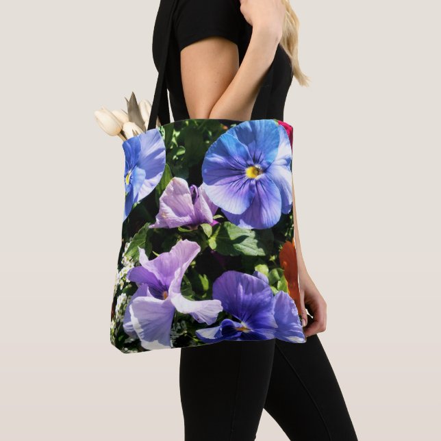 Custom Photo Purple Pansy Flower  Tote Bag (Close Up)