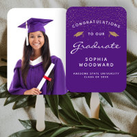 Custom Photo Purple White Gold Graduation