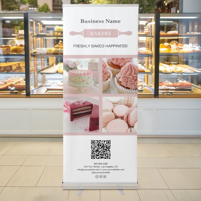 Custom Photo QR Bakery Rolling Pin Business Retractable Banner (Custom Photo QR Bakery Rolling Pin Business Retractable Banner)