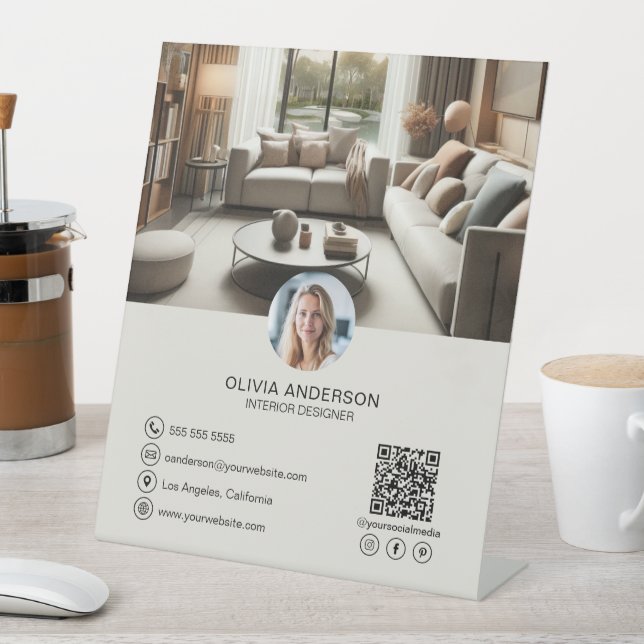 Custom Photo QR Code Business Pedestal Sign (In SItu)