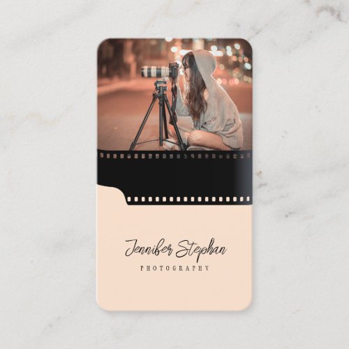 Custom Photo QR Code Film Roll Photographer Trendy Business Card