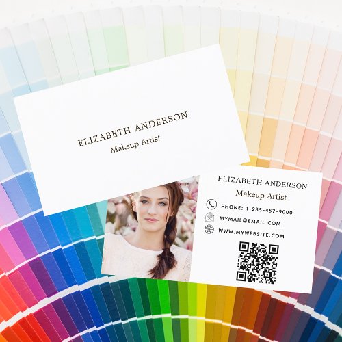 Custom photo Qr code modern brand color Business Card
