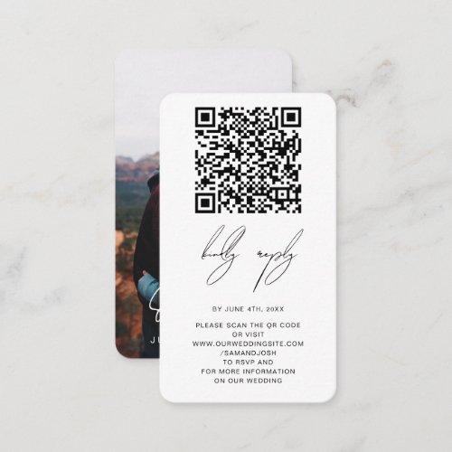 Custom Photo QR Code Wedding Website RSVP Card 