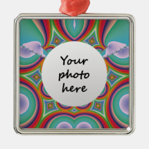 Custom Photo Rainbow Psychedelic Art Metal Ornament