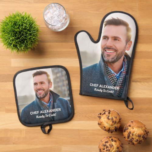 Custom Photo Ready To Cook Personalize Oven Mitt Oven Mitt  Pot Holder Set