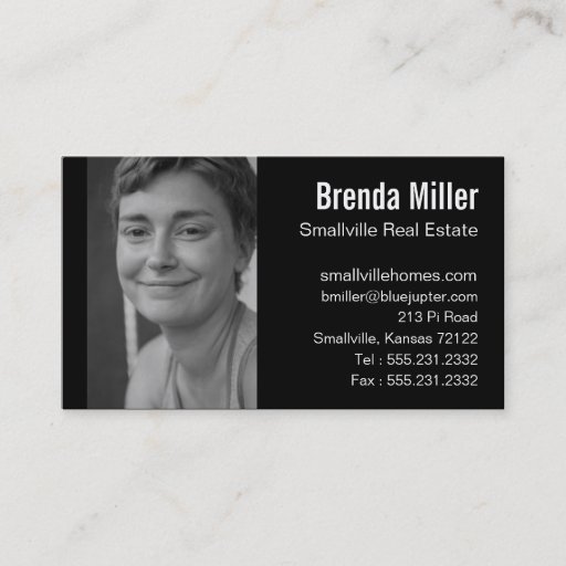 Customizable Custom Photo Real Estate Business Black White Business Card Template