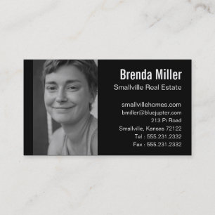 Custom Photo Real Estate Business Black White Card