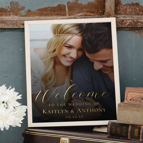 Custom Photo Real Foil Wedding Welcome Sign