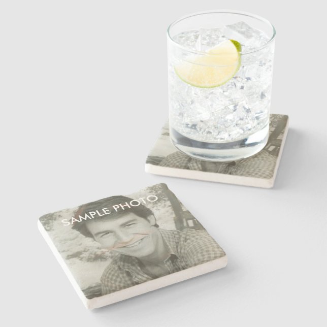Custom Photo Realtor Closing Gift Stone Coaster (Side)
