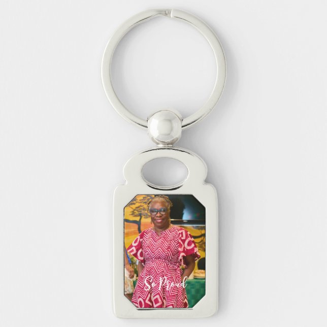 Custom Photo Rectangle So Proud Keychain (Front)