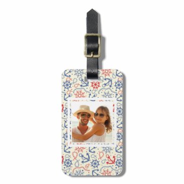 Custom Photo Red and navy background with anchor Luggage Tag Custom Photo Red and navy background with anchor Luggage Tag